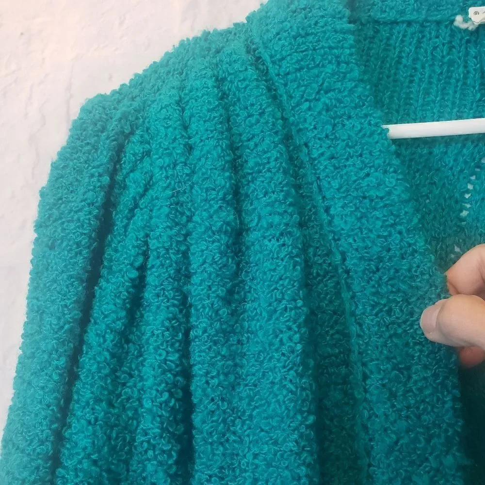 VINTAGE THE ITALIAN MOB Open Front Popcorn Knit Cardigan Sweater